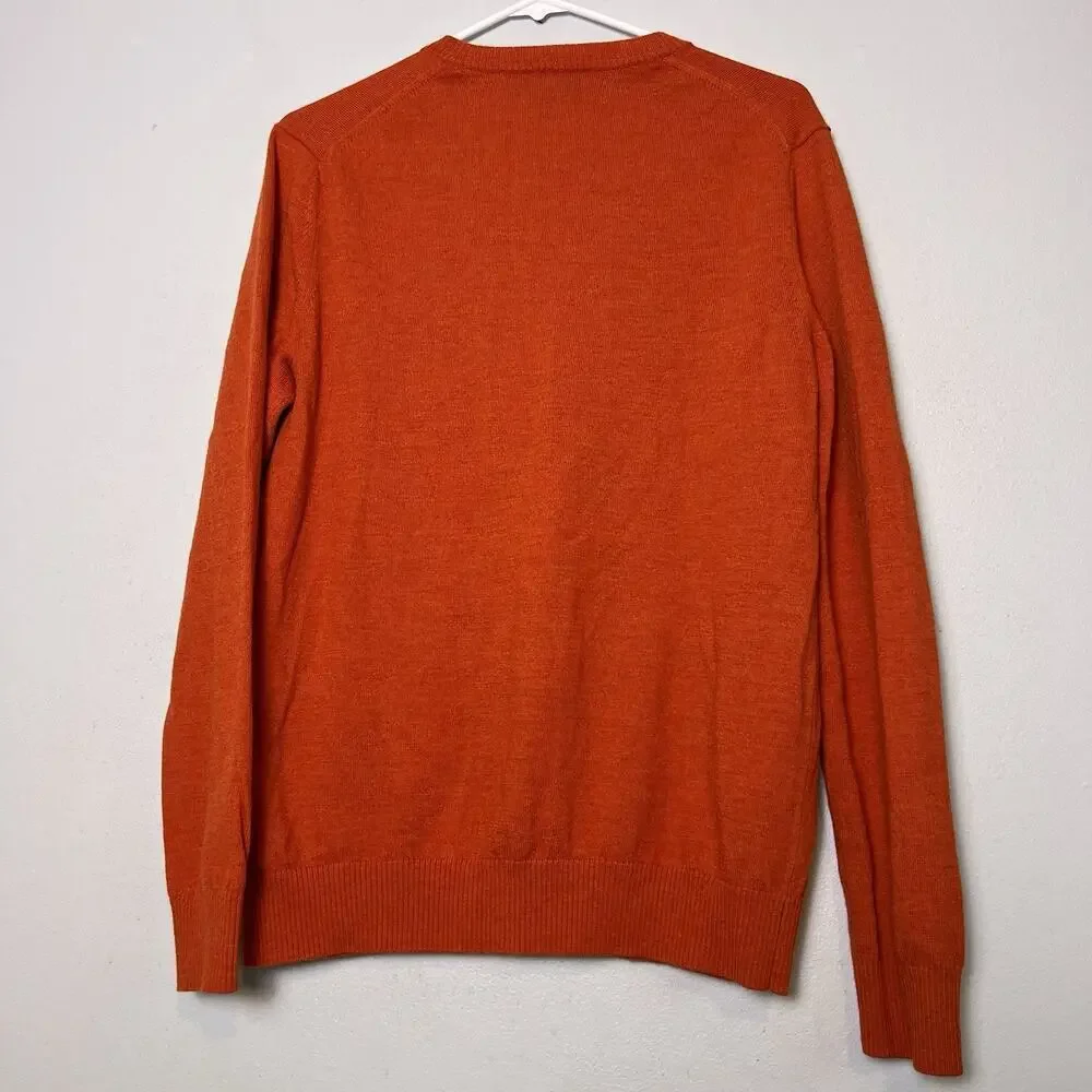 Banana Republic Men's Merino Wool V Neck Sweater Orange Sz L